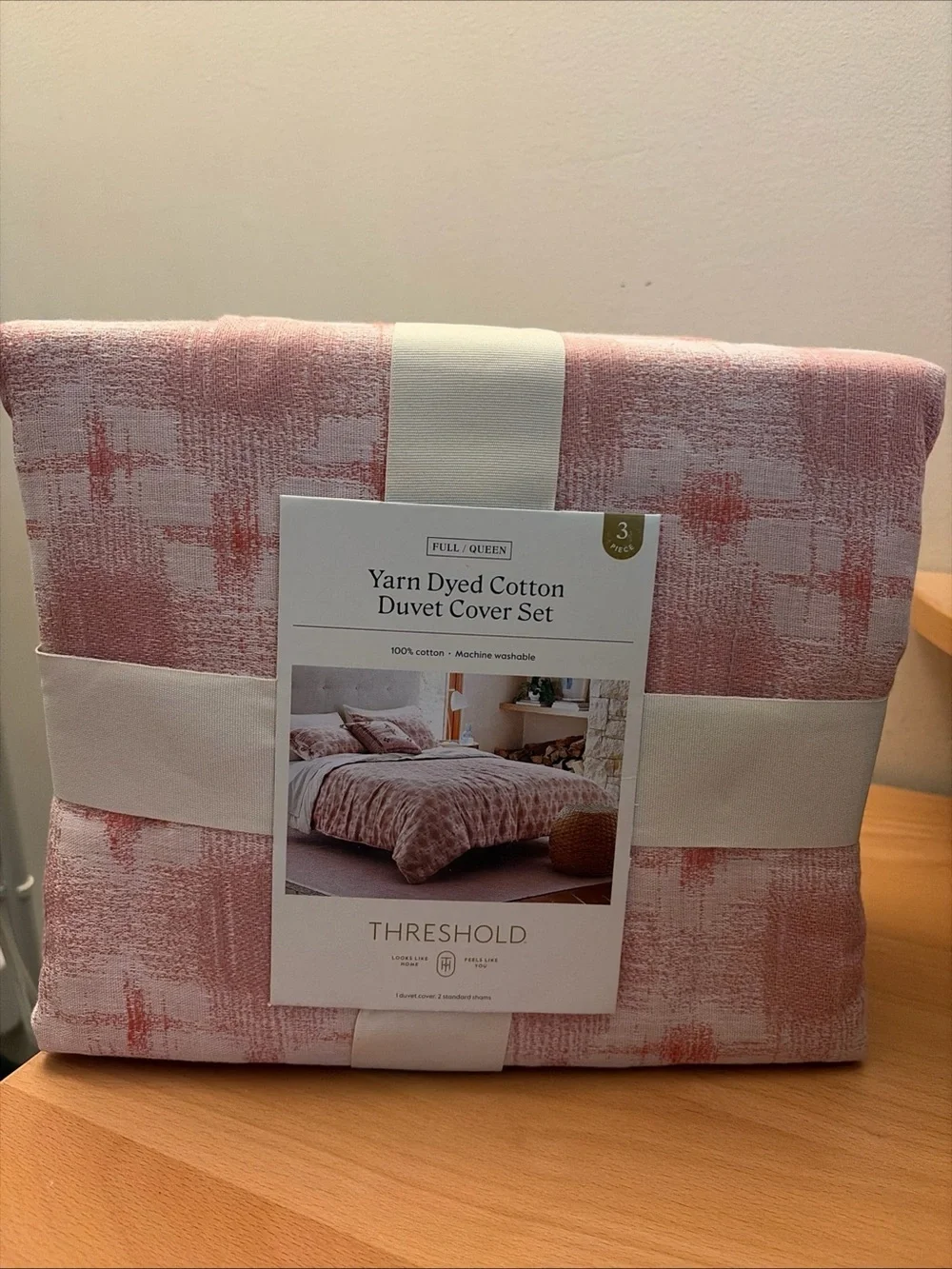 Threshold Yarn-Dyed Cotton Duvet Cover Set - Blush Pink